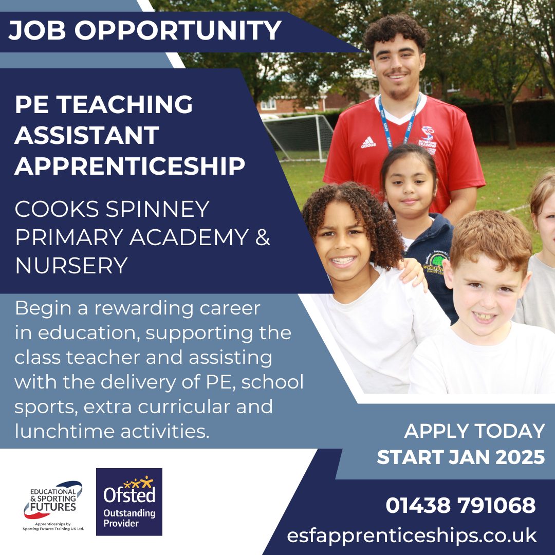 Level 3 PE Teaching Assistant apprenticeship working in Bengeo School