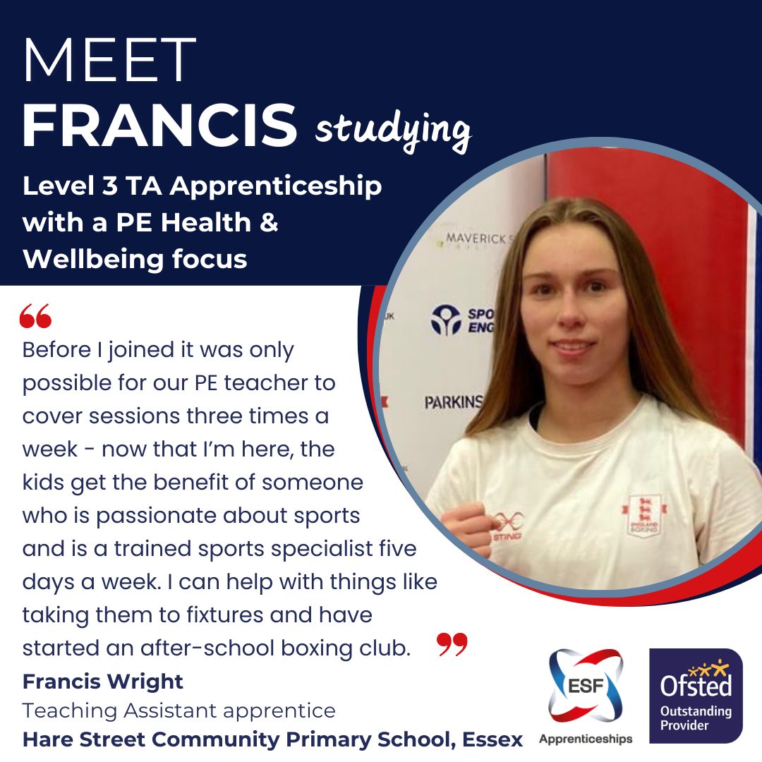 Meet Francis Wright, PE Teaching Assistant apprentice