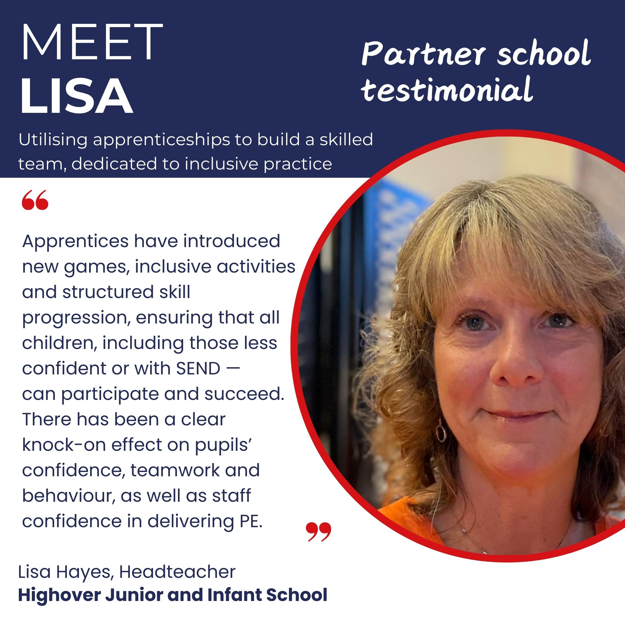 Lisa Hayes, Testimonial Highover Lisa Hayes, partner school testimonial from Highover