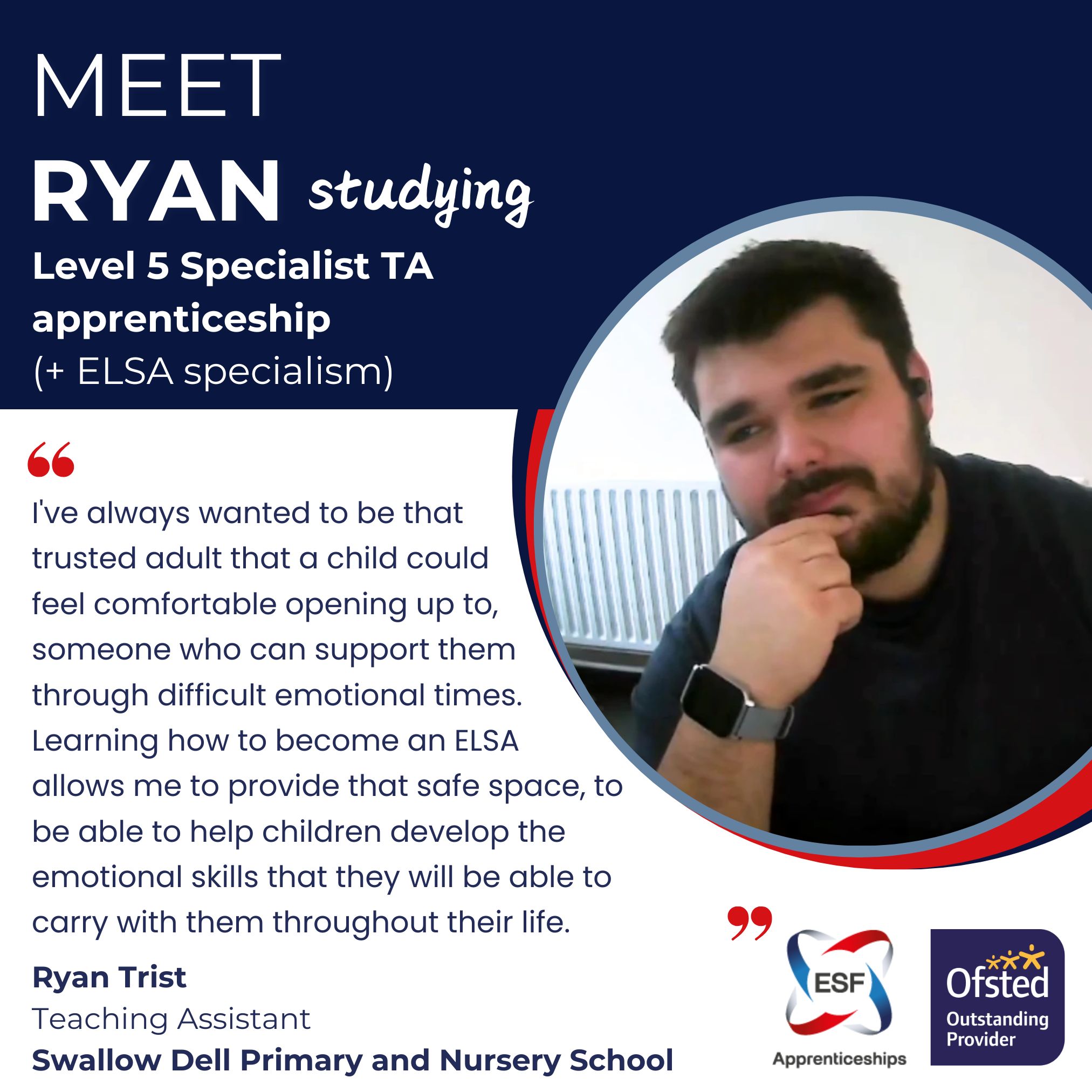 Meet Ryan Trist studying Specialist TA with ELSA specialism