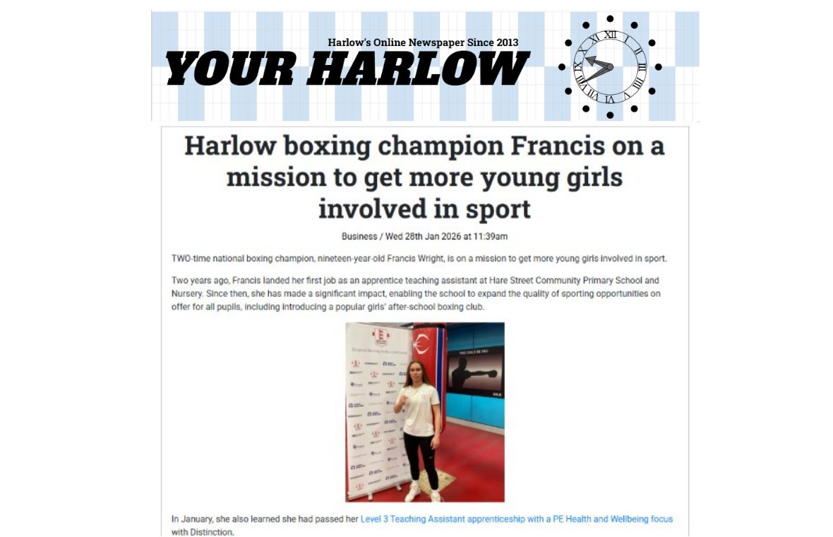 Press Clipping: Harlow boxing champion Francis on a mission to get more girls involved in sport